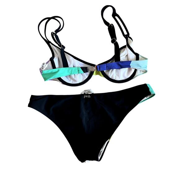 parah bikini swimsuit black green size 32C Small D1 - Picture 3 of 4